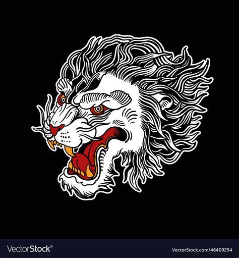 Lion Traditional Tattoo Design Royalty Free Vector Image