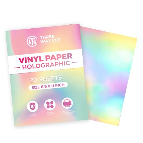 Holographic Vinyl Sticker Paper 20 Sheets 85 X 11 Waterproof