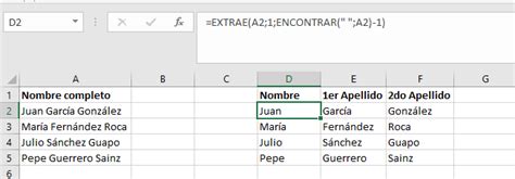 Cómo separar nombres y apellidos en excel ExcelFacil