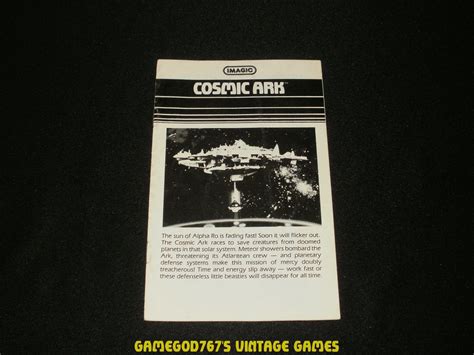 Cosmic Ark Atari 2600 1982 Manual Only