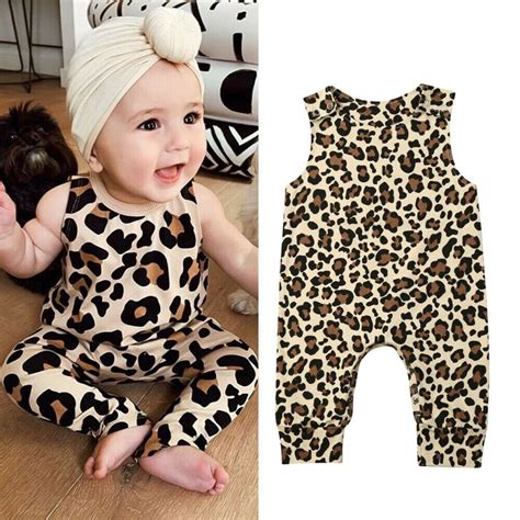 0 24m Infant Kids Boys Girls Rompers Sleeveless Cotton Leopard Print