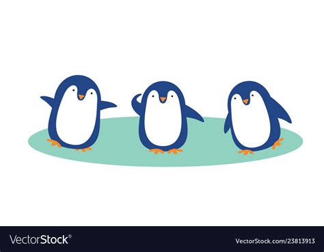 Three Dancing Penguins Royalty Free Vector Image