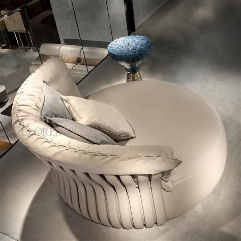 Circular Designer Sofa With Leather Upholstery Taylor Llorente Furniture