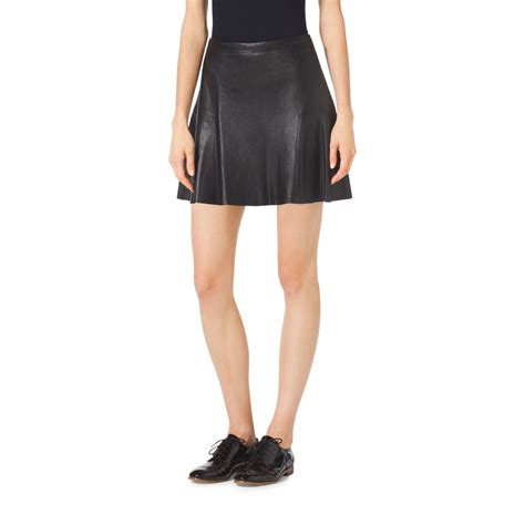 Michael Kors Flared Leather Skirt In Black Lyst