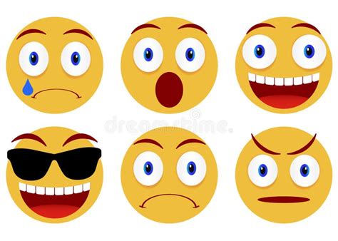 Collection Of Smiley Faces Emoticon Emoji Icons On White Background
