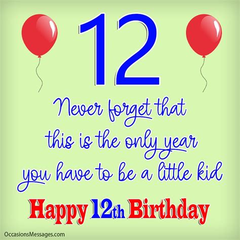 Happy 12th Birthday Card Printable
