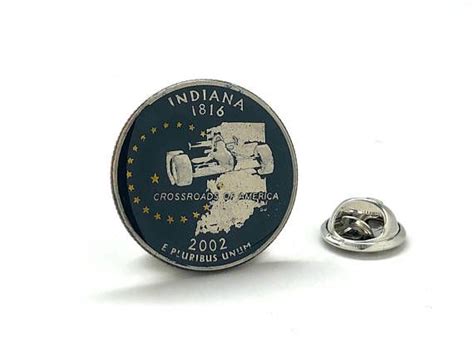 Enamel Pin Hand Painted Indiana State Quarter Coin Lapel Pin Tie Tack
