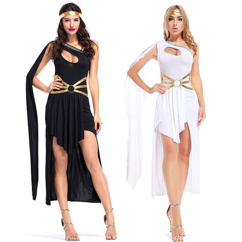 Adult Black White Egyptian Queen Cleopatra Costume Women Halloween