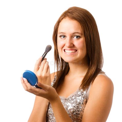 Teenage Girl Applying Makeup Or Cosmetics Stock Photo Image Of Health