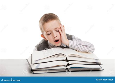 Child Yawning On Reading Books Stock Photo Image Of Education