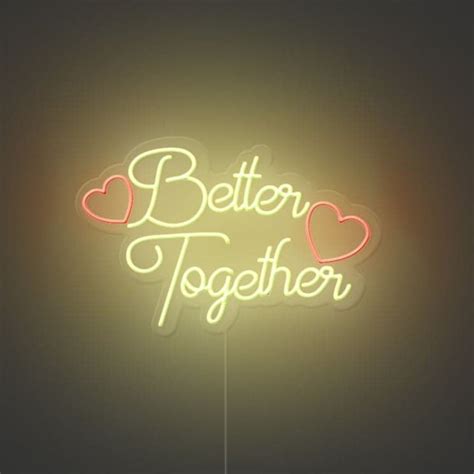 White And Red Acrylic Better Together Led Neon Sign For Home Decor