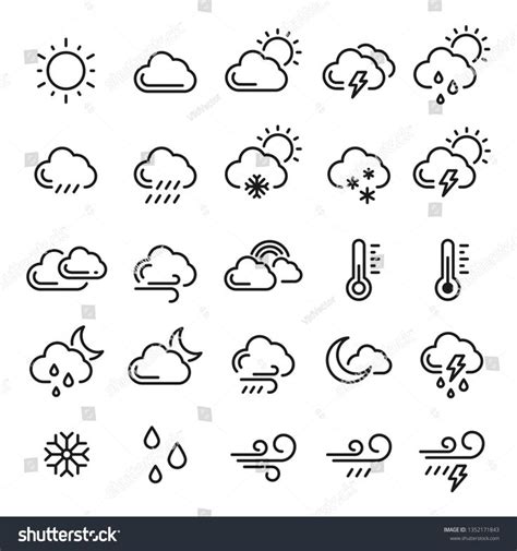 Weather Icon Set Meteorology And Climate Symbol Forecast Image