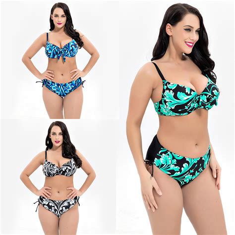 buy plus size bikini high waist swimsuit floral printed bathing suits sexy