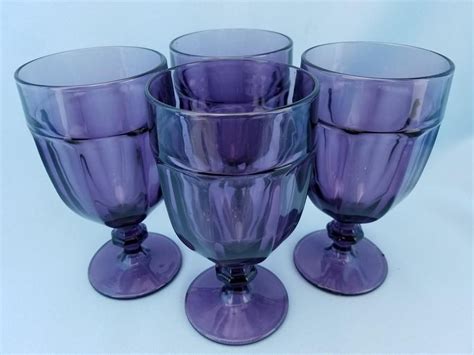 Gibraltar Violet Dark Purple By Libbey Glass Company Set Of Etsy Glass Company Water