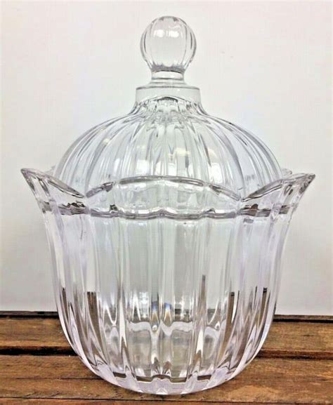 Vintage Clear Cut Crystal Glass Candy Dish With Lid 8 X 6 Gorgeous Ebay
