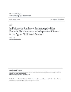 Fillable Online In Defense Of Sundance Examining The Film Fax Email Print PdfFiller