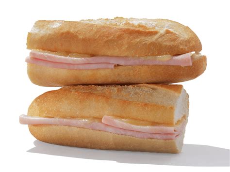 hot ham and cheese baguette