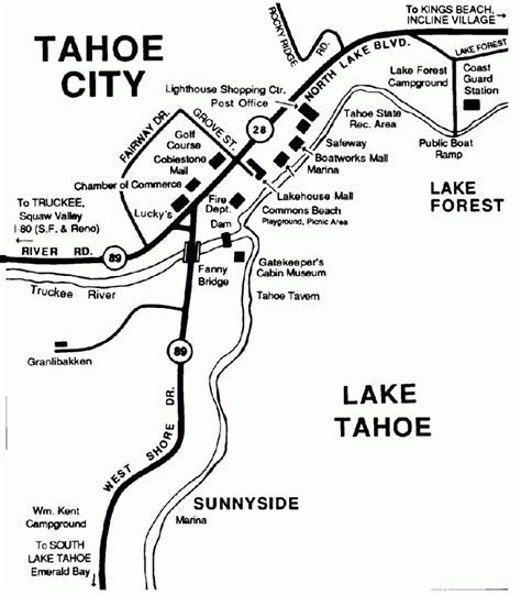 Lake Tahoe Area Maps Detailed Lake Tahoe Area Mapregion Tahoe City