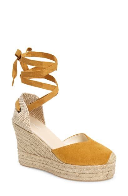 Soludos Mallorca Lace Up Espadrille Wedge Sandal In Marigold Modesens