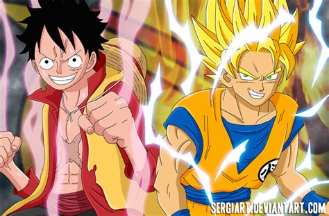 Gear 5 Luffy Vs Goku Goku Ssgss X Luffy Gear 4 By Santiagobd On