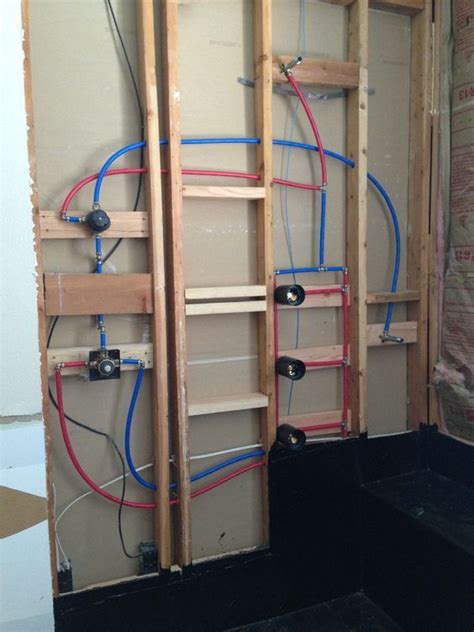 Finished Shower Plumbing With Pex Tubing A Shower Head Three Body