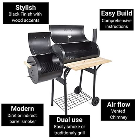 Billyoh Charcoal Bbq Grill With Smoker Barbecue Offset Steel Barrel