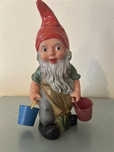 Vintage Heissner Garden Gnome Plastic Figure With Hard To Find