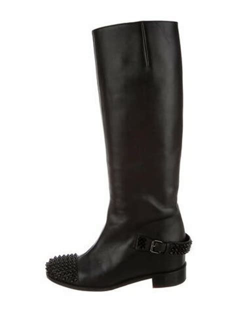 christian louboutin spike accents leather riding boots black shopstyle