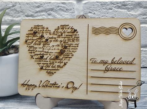 Valentines Postcard Vector Glowforge File Laser Engraver Etsy