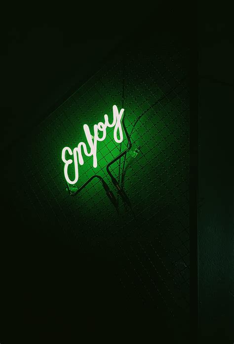 Inscription Neon Backlight Green Dark Hd Phone Wallpaper Peakpx