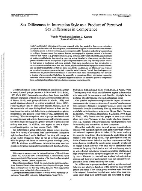 pdf behavioral styles and the influence of women in mixed sex groups
