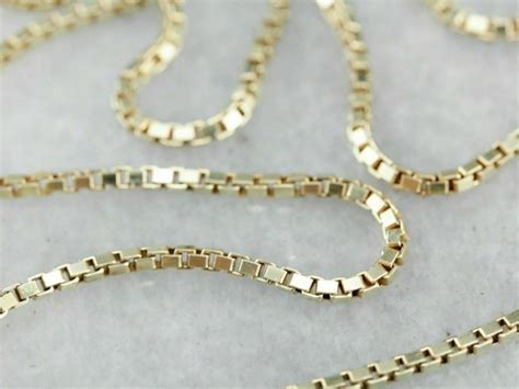 14k Solid Yellow Gold Box Necklace Real Gold Chain 18 Etsy