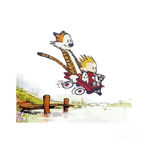 Calvin And Hobbes Riding Adventure Cartoon Poster Canvas Print
