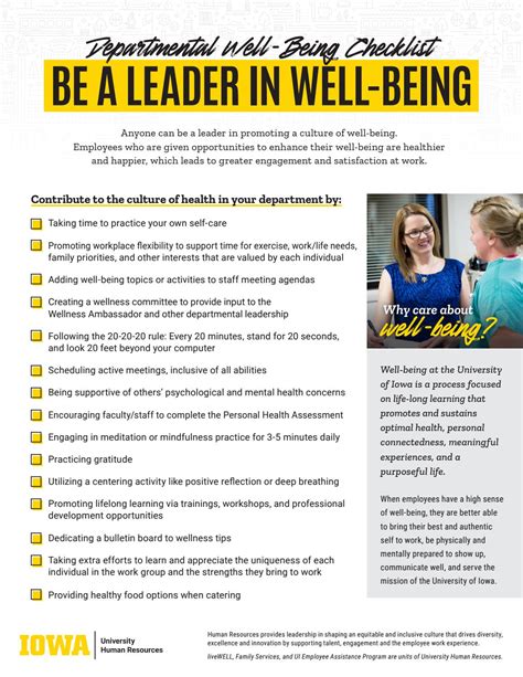 Livewell Departmental Employee Well Being Checklist By Livewell Program