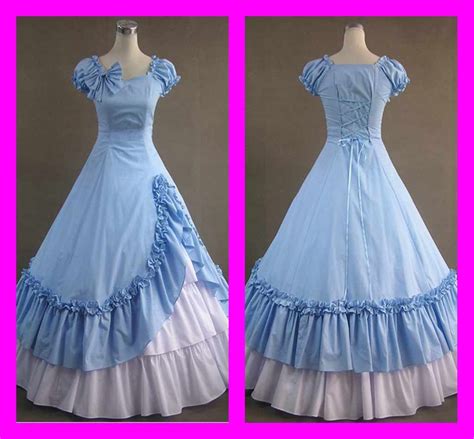 Romantic Cosplay Bowknot Light Blue White A Line Costumes Ruffles