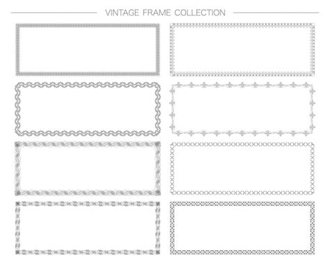 白い背景ベクトルイラストに分離された長方形の装飾的なビンテージフレームセット 無料のベクター