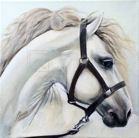 White Horse Original Painting Acrylic On Stretched Canvas Etsy