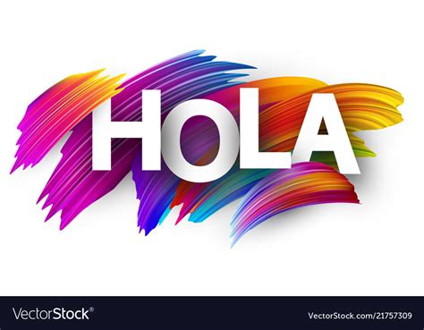 Hola Card With Colorful Brush Strokes Royalty Free Vector