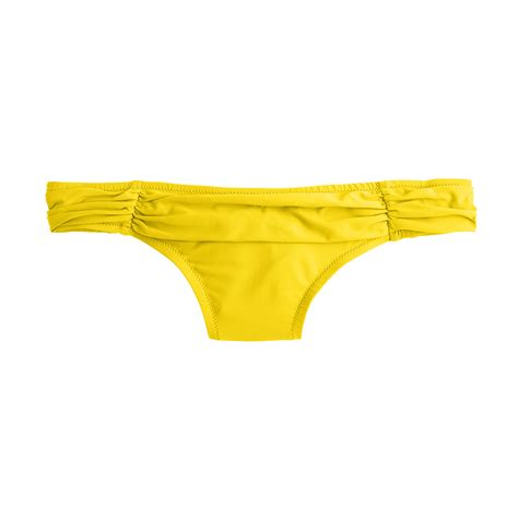 j crew ruched bikini bottom in yellow crisp yellow save 63 lyst