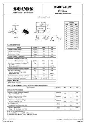 MMBT4403W Datasheet Equivalent Cross Reference Search Transistor Catalog