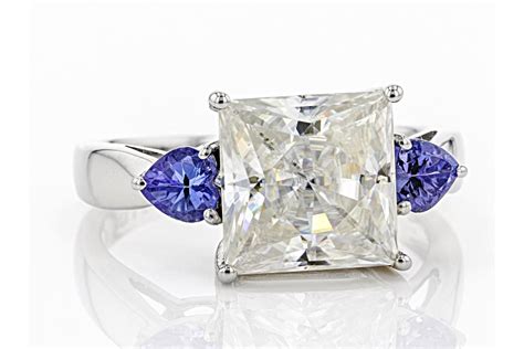 Pre Owned Moissanite Fire 430ct Dew And 44ctw Tanzanite Platineve