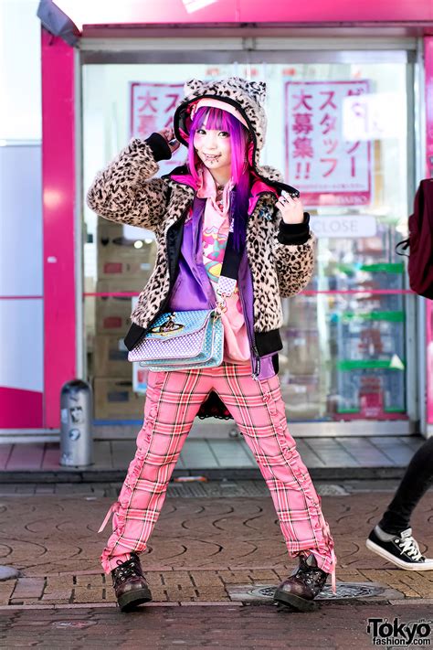 pierced harajuku girl in colorful street style w acdc rag vivienne westwood and yosuke