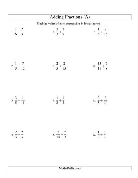It includes equivalent fractions, simplifying fractions, mixed numbers, fraction multiplication, fraction division, and more. Adding Mixed Fractions with Easy-to-Find Common Denominators (A)