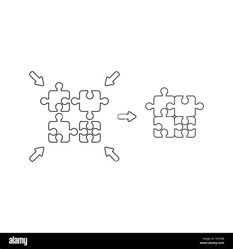 Vector Icon Concept Of Four Connected Puzzle Pieces Connected Black