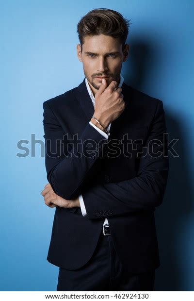 Handsome Man Wear Black Suit Stock Photo Edit Now 462924130