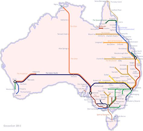 Australian Rail Map Map Australia Map Rail Transport