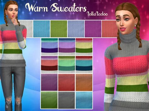 Warm Winter Sweaters By Lollaleeloo The Sims 4 Catalog