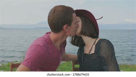 Couple Love Kissing Pier Next Sea Stock Photo Shutterstock