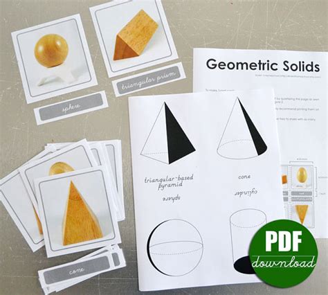 Digital Printable Pdf Download Montessori Geometic Solids And