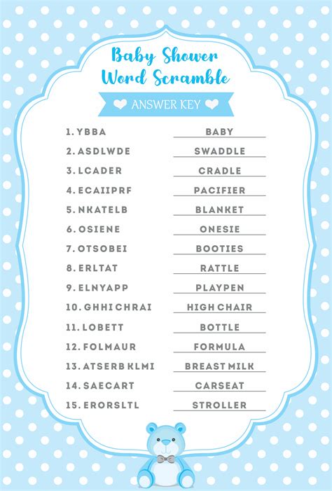 Free Printable Baby Word Scramble With Answer Key Printablee